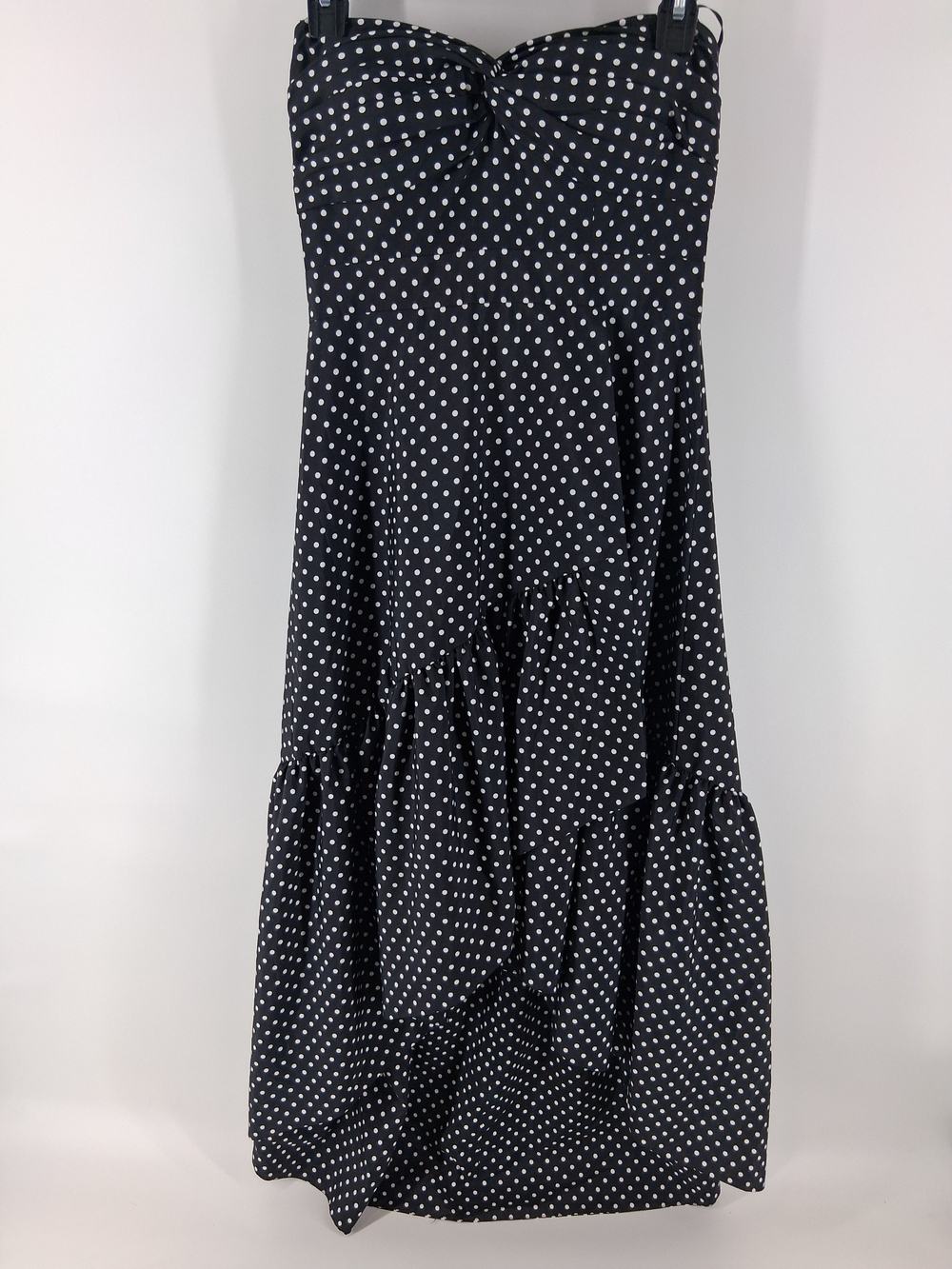 Strapless Black Polka Dot High-Low Dress